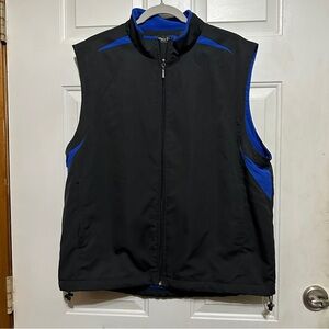 Pro Tour Vest Men Lg Black/Blue Polyester Fleece Full‎ Zip Athletic Casual Golf